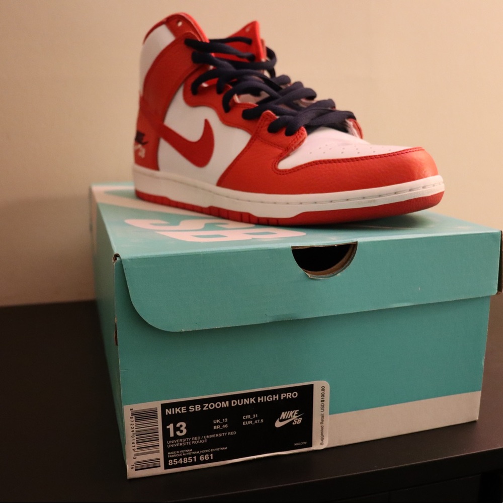 [USED, CREASED ON HEEL] Nike Dunk High Championship Red Sz13